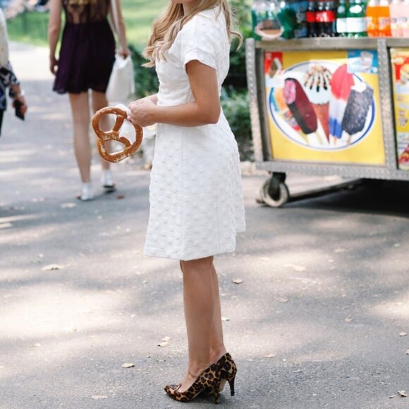 Boden White Textured Polka Dot Dress Size 4 - Picture 2 of 9